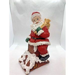 SANTA CLAUS CHRISTMAS ORNAMENT FIGURINE 7” CLIMBING CHIMNEY WITH PRESENTS, GIFTS
